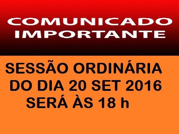 20 Sessão Ordinária ALTERARÃO DE HORÁRIO